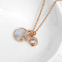 Rose Gold Initial Necklace With Pearl + Crystal Charms, thumbnail 5 of 8
