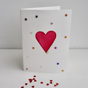 Handmade Heart Glitter Star Valentines Love Card, 2 of 6