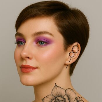 Sterling Silver Double Circle Ear Cuff Earrings, 10 of 11
