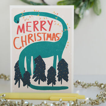 Dinosaur Christmas Card For Kids, 5 of 6