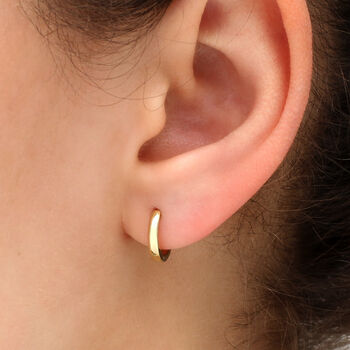 9ct Gold Huggie Hoop Earrings, 2 of 4