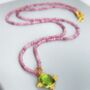 Pink Tourmaline Beaded Necklace With Gemstone Charm, thumbnail 2 of 6