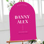 Pink Curved Welcome Sign, Modern Bright Wedding, thumbnail 2 of 7