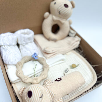 Neutral Baby Bear Gift Set With Personalised Card, 2 of 7