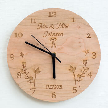 Personalised Engraved Wooded Wedding Anniversary Clock, 3 of 4