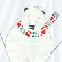 Pack Of Five Skiing Polar Bear Christmas Charity Cards, thumbnail 3 of 6
