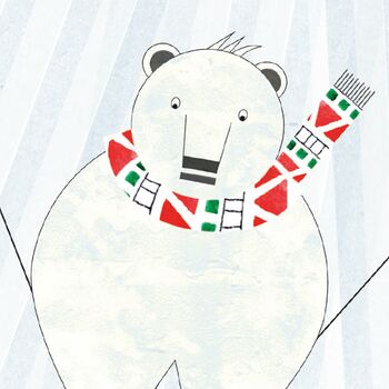 Pack Of Five Skiing Polar Bear Christmas Charity Cards, 3 of 6