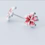 Sterling Silver Hibiscus Flower Stud Earrings, thumbnail 3 of 5