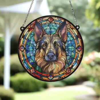 German Shepherd Stained Glass Effect Suncatcher, 6 of 6