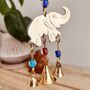 Recycled Brass Elephant Bell Wind Chime With Cute Beads, thumbnail 3 of 5