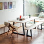 Wood And Steel Dining Table And Bench Set, thumbnail 3 of 7