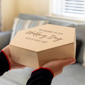 Personalised For My Bride Or Groom Wedding Keepsake Box Hexagon, 5 of 7