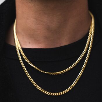 Gold Plated 4mm Miami Cuban Link Chain Mens Necklace, 8 of 12