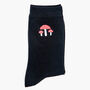 Red Toadstools Woodland Embroidered Ankle Socks Women's Black, thumbnail 3 of 3