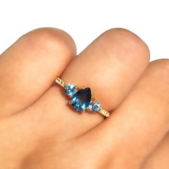 London Blue And Swiss Blue Topaz Ring Sterling Silver, 8 of 9