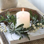 Faux White Berry And Eucalyptus Candle Ring, thumbnail 1 of 4