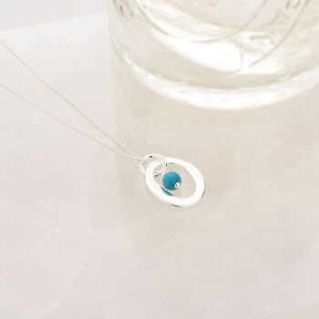 Halo Birthstone Necklace Turquoise December, 7 of 7