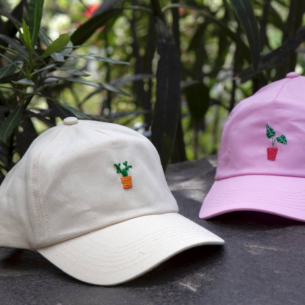 Unisex Hand Embroidered Cap With Cactus, 1 of 5