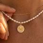 Beaded Freshwater Pearl Evil Eye Necklace, thumbnail 3 of 7