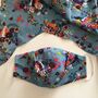 Upcycled Navy Floral Cotton Silk Lined Face Mask, thumbnail 8 of 12
