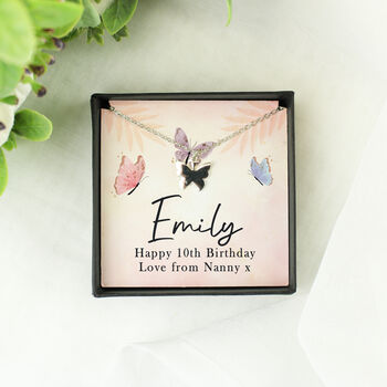 Personalised Mummy Butterfly Necklace Gift, 3 of 5