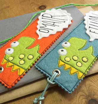 Personalised Happy Dinosaur Name Bookmark For Children, 6 of 7