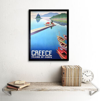 Travel Island Corfu Greece Boats Pier Wall Art Print, 2 of 3