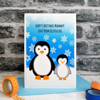 'Penguin And Baby' Personalised Christmas Card, 2 of 4