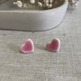 Small Heart Earrings Ceramic Stud Earrings Bright Pink Clay Earrings, thumbnail 4 of 6