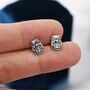 Owl Stud Earrings In Sterling Silver, thumbnail 3 of 10