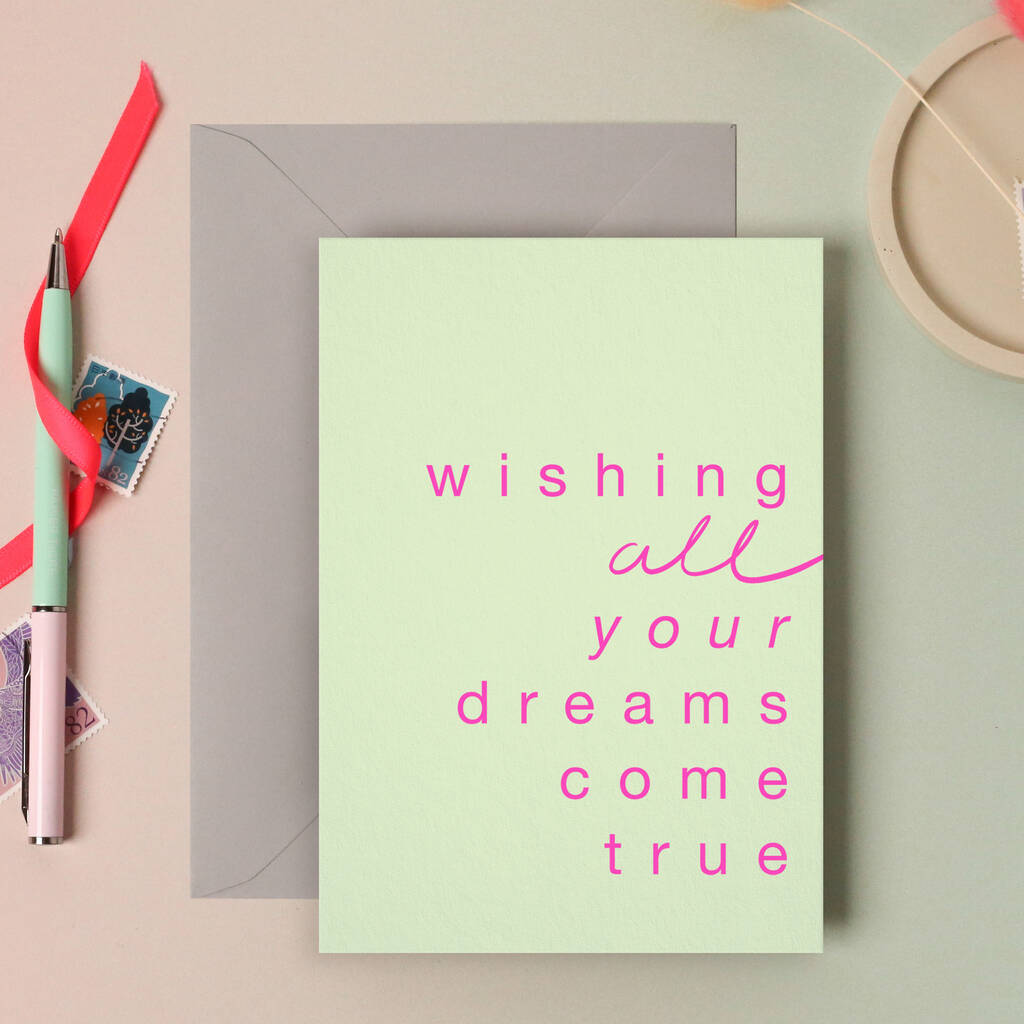Wishing All Your Dreams Come True Neon Greeting Card, 1 of 2