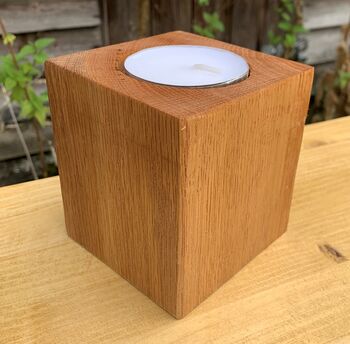 Oak Pillar Candle Holder With Extra Large Tealight, 8 of 12