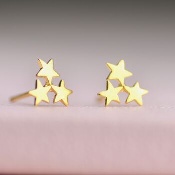 Sterling Silver Triple Star Cluster Stud Earrings, 6 of 7