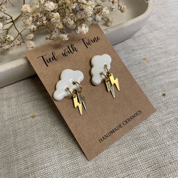 Statement Cloud And Lightening Bolt Stud Earrings, 6 of 6