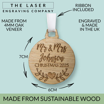 Personalised Christmas Couples Bauble Decoration, 2 of 7