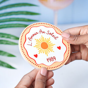 Personalised L' Amour Au Soleil Year Ceramic Coaster, 2 of 3