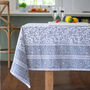Hand Block Printed Grey Cotton Tablecloth, thumbnail 1 of 4