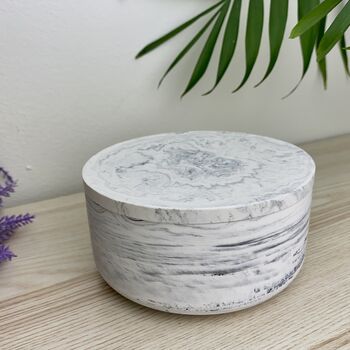 Grey Marbled Wide Smooth Storage Pot With Lid, 3 of 7
