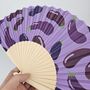Handheld Aubergine/Egg Plant Folding Fan, thumbnail 1 of 3