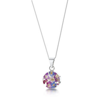 Real Flower Round Pendant Necklace In Silver, 2 of 11