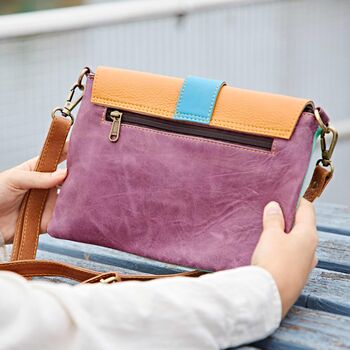 Priya Recycled Leather Multicoloured Crossbody Bag, 5 of 6