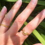 Gold Plated Engraved Stackable Selene Moon Ring, thumbnail 3 of 6