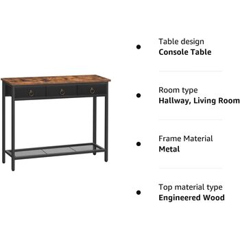Console Table Slim Sofa Table With Three Drawers, 8 of 9