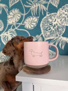 Dachshund Engraved Pink Ceramic Tea/ Coffee Mug, 3 of 5