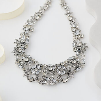 Crystal Flower Statement Collar Necklace, 2 of 3
