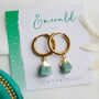 Raw Emerald Hoop Earrings, thumbnail 2 of 10