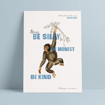 Be Silly, Be Honest, Be Kind Personalised Nursery Print, 3 of 4