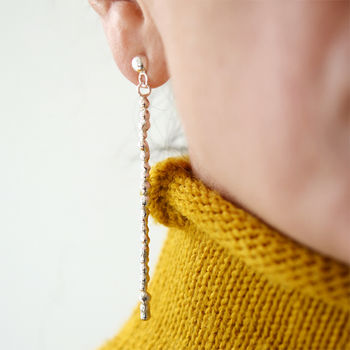 Handmade Long And Dangly Silver Drop Pebble Earrings, 4 of 7