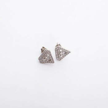 Diamond Shape Stud Earring Sterling Silver, 7 of 8