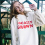 Locally Grown Women’s Strawberry Slogan Sweatshirt, thumbnail 2 of 3